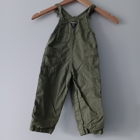 OshKosh B’gosh Classic Cotton Overalls Olive Green 9–12M Casual - Picture 2 of 7